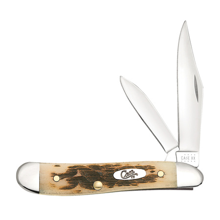 CASE CUTLERY Knife, Amber Bone Ss Peanut 00045